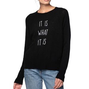 Golden Sun 100% Cashmere Crewneck It Is What It Is Embroidery Sweater M/L
